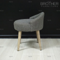 Modern fabric home goods oak wood tufted round ottoman stool